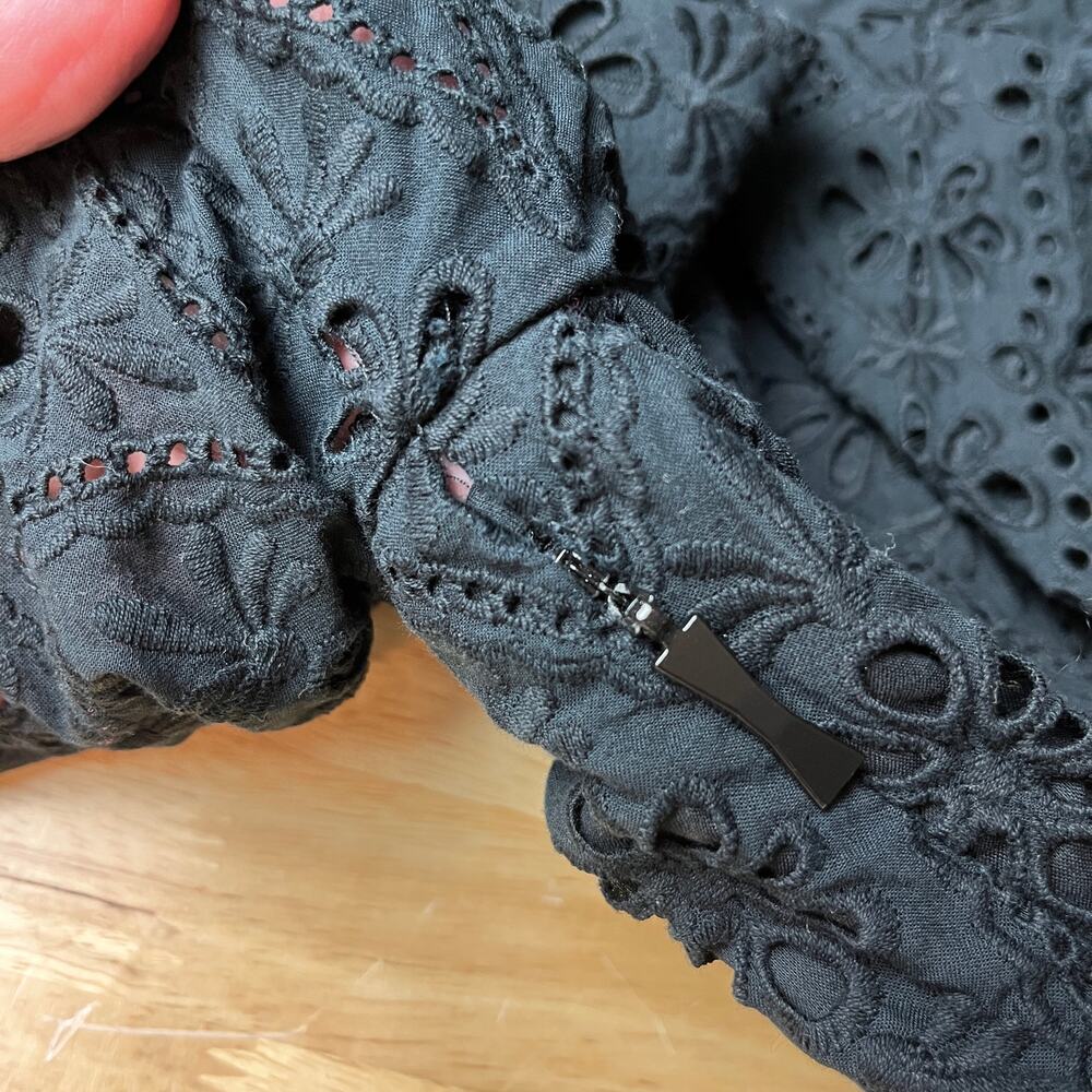Kate Spade Black Eyelet Flounce Shirt Dress Sz.8 - Picture 14 of 16